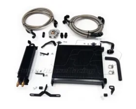 Powerhouse Racing 40 Row Oil Cooler Kit Black Braided Lines Black Hose Ends Toyota JZA80 Supra 1993-2001